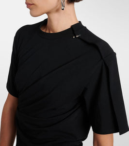 Mugler Draped cotton-blend jersey minidress
