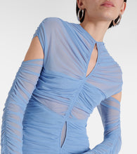 Mugler Draped cutout mesh midi dress