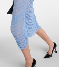 Mugler Draped cutout mesh midi dress