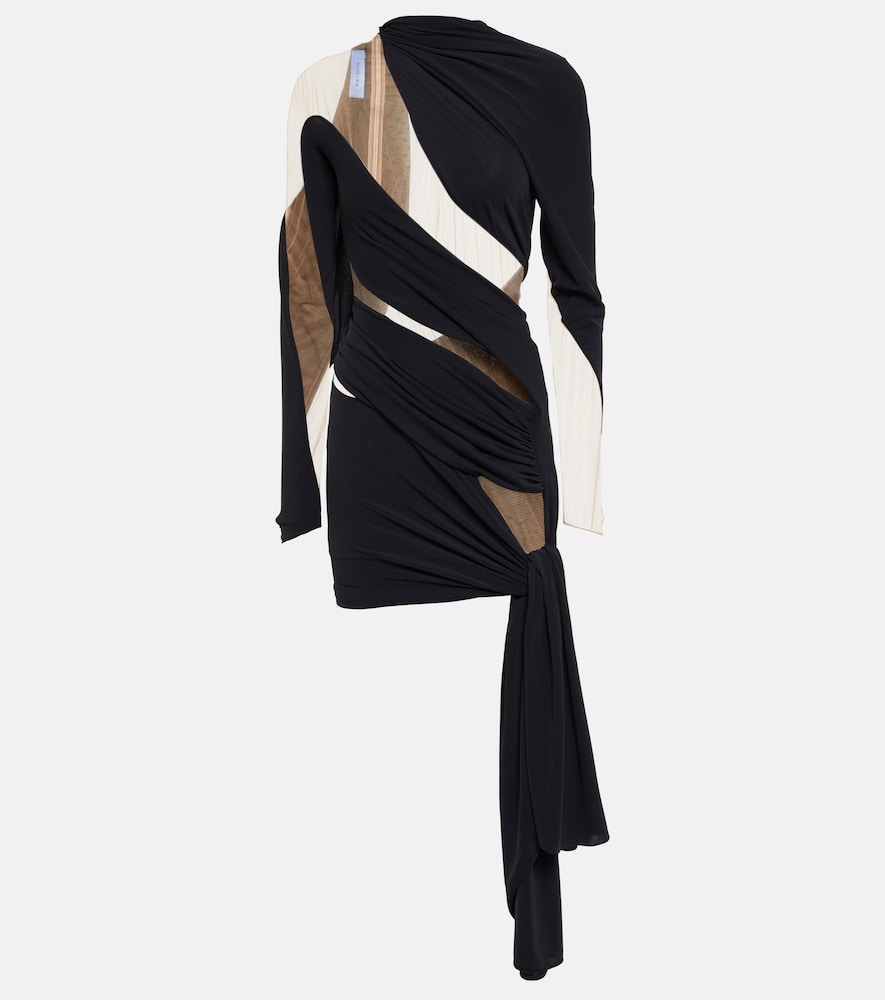 Mugler Draped tulle-embellished minidress. Mugler 垂褶薄纱装饰迷你连衣裙