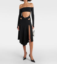 Mugler Logo asymmetric midi skirt