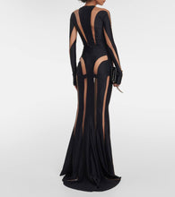 Mugler Paneled tulle and jersey gown