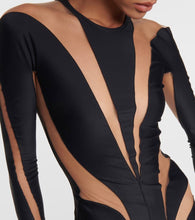 Mugler Paneled tulle and jersey gown