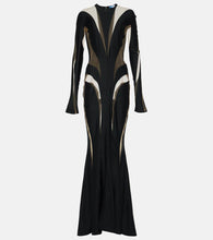 Mugler Paneled tulle and jersey gown