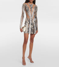 Mugler Paneled tulle and jersey minidress