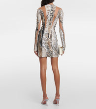 Mugler Paneled tulle and jersey minidress