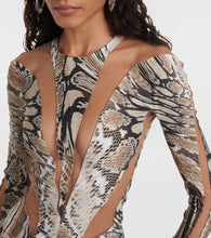 Mugler Paneled tulle and jersey minidress