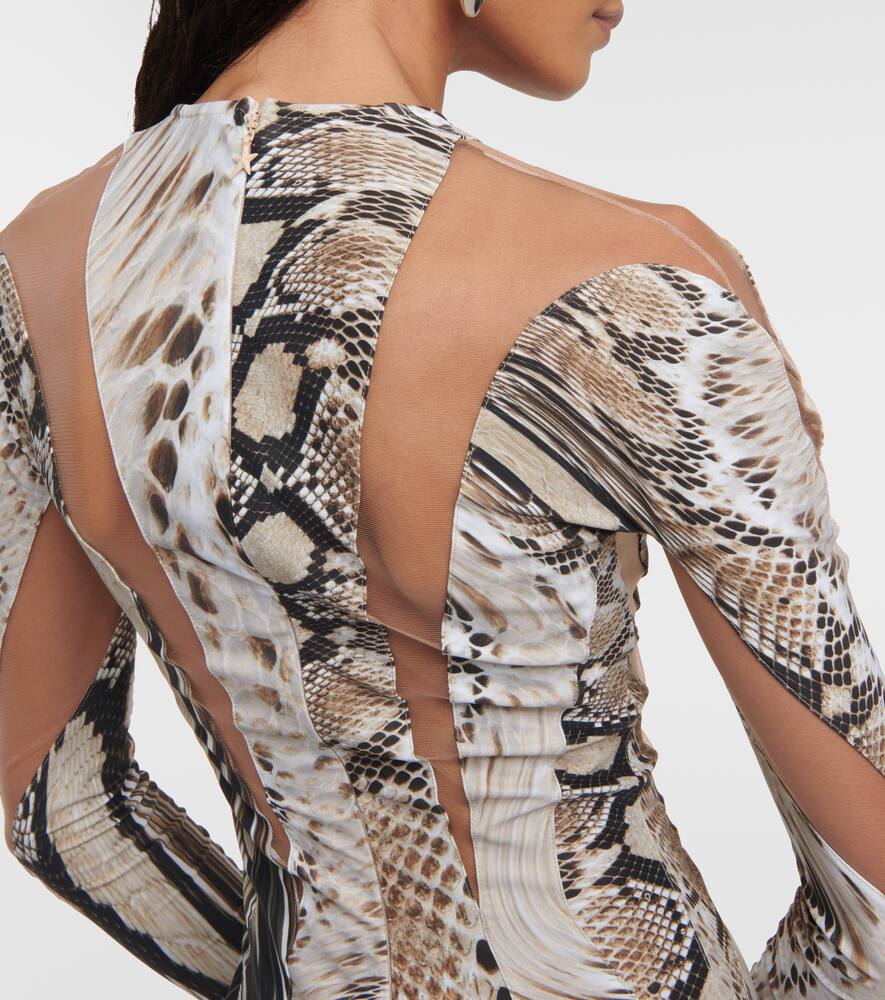 Mugler Paneled tulle and jersey minidress