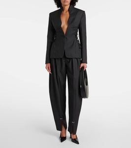 Mugler Pinstripe wool-blend blazer