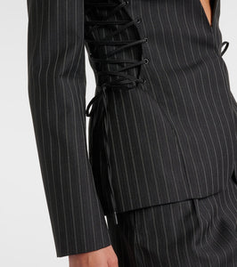 Mugler Pinstripe wool-blend blazer