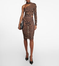 Mugler Printed cutout mesh minidress