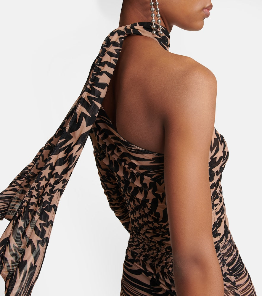 Mugler Printed cutout mesh minidress