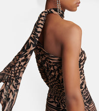 Mugler Printed cutout mesh minidress