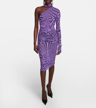 Mugler Printed mesh cutout minidress