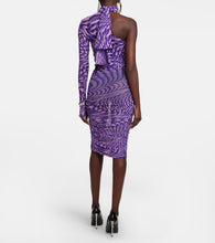 Mugler Printed mesh cutout minidress