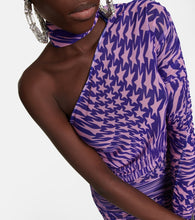 Mugler Printed mesh cutout minidress