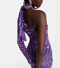 Mugler Printed mesh cutout minidress