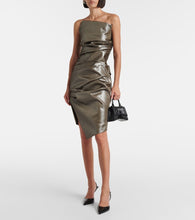 Mugler Ruched metallic bustier dress