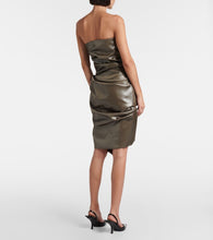 Mugler Ruched metallic bustier dress