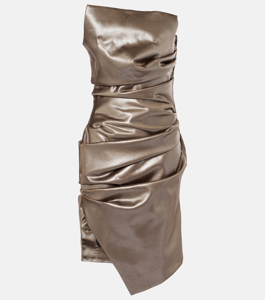 Mugler Ruched metallic bustier dress. Mugler褶皱金属胸衣连衣裙