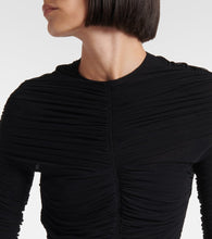 Mugler Ruched open-back mesh gown