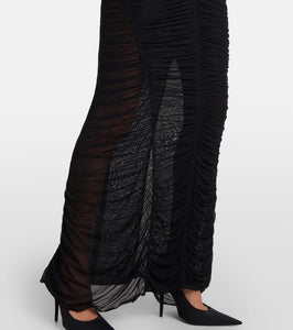Mugler Ruched open-back mesh gown