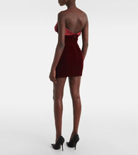 Mugler Satin-trimmed velvet bustier dress