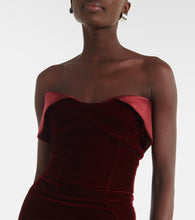 Mugler Satin-trimmed velvet bustier dress