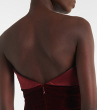 Mugler Satin-trimmed velvet bustier dress