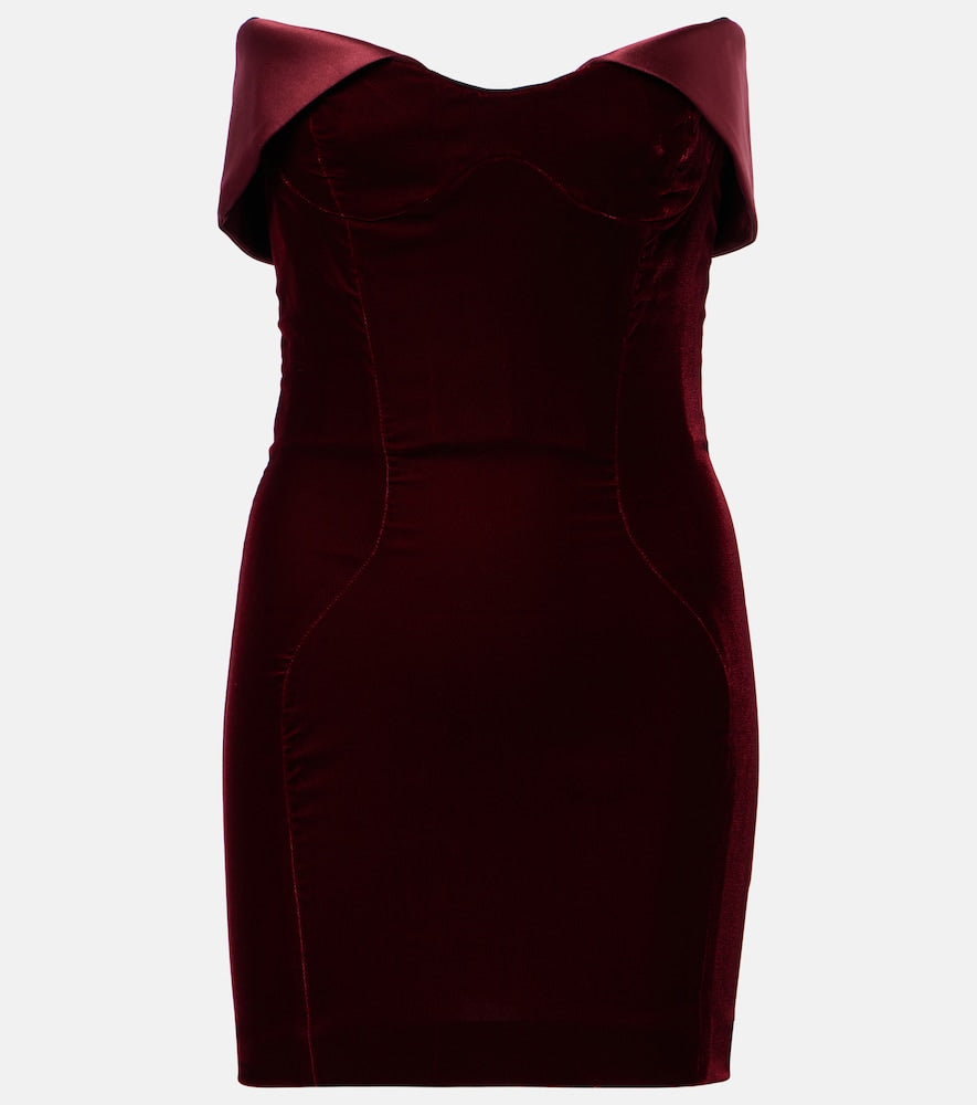 Mugler Satin-trimmed velvet bustier dress. Mugler 缎面滚边天鹅绒胸衣连衣裙
