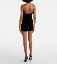 Mugler Satin-trimmed velvet minidress