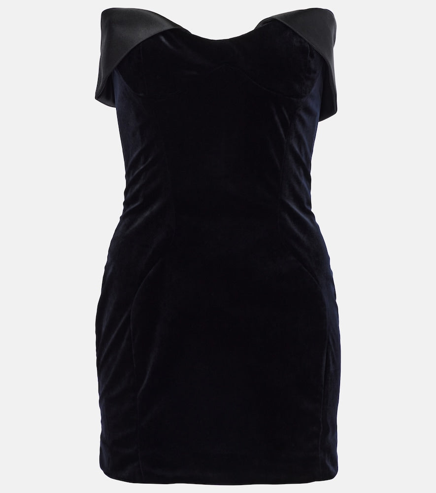 Mugler Satin-trimmed velvet minidress. Mugler 缎面滚边天鹅绒迷你连衣裙