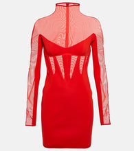 Mugler Tulle-trimmed minidress. Mugler 薄纱饰边迷你连衣裙