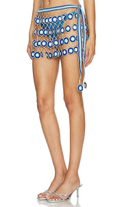 My Beachy Side Hand Crochet Mini Skirt in Blue