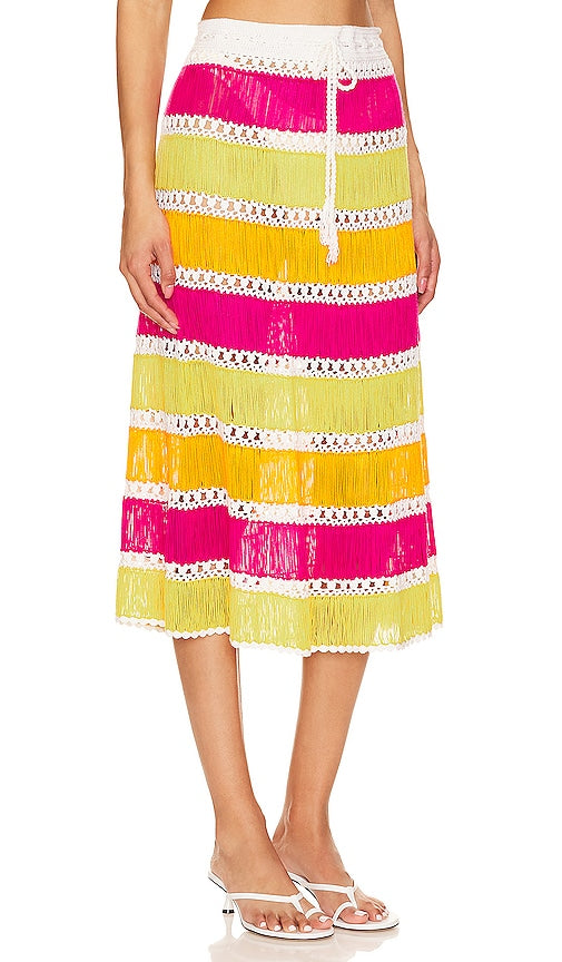 My Beachy Side X Revolve Crochet Mini Skirt in Fuschia