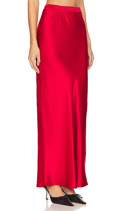 Nation LTD Gaia Bias Cut Maxi Skirt in Red