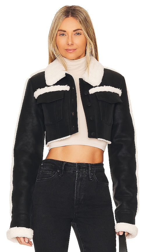 NBD Dolly Faux Shearling Jacket in Black - NBD Dolly - Veste en fausse peau de mouton noire - NBD Dolly 黑色人造羊毛皮夹克 - NBD Dolly Faux Shearling Jacke in Schwarz - NBD Dolly Faux 시어링 재킷블랙 색상 - Giubbotto in montone sintetico Dolly NBD in nero