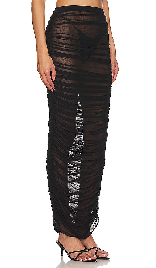 NBD Isabella Sheer Maxi Skirt in Black