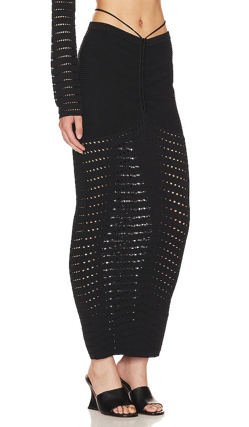 NBD Kai Knit Midi Skirt in Black