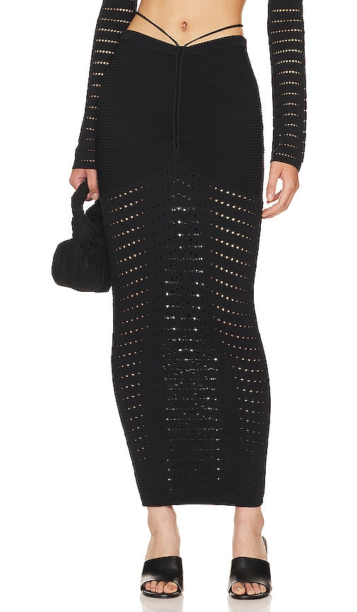NBD Kai Knit Midi Skirt in Black - NBD - Jupe mi-longue en tricot Kai en noir - NBD Kai 黑色针织中长裙 - NBD Kai Strick-Midirock in Schwarz - NBD 카이 니트 미디 스커트 - Gonna longuette in maglia NBD Kai in nero