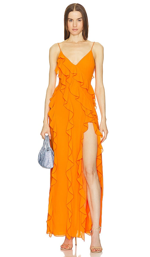 NBD Nehna Gown in Orange - Robe Nehna NBD en orange - NBD Nehna 橙色礼服 - NBD Nehna Kleid in Orange - NBD Nehna 가운 오렌지 색상 - Abito NBD Nehna in arancione