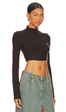 NBD Dylan Wide Rib Cropped Sweater in Chocolate