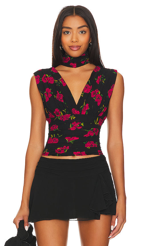 NICHOLAS Karis Scarf Tank in Black - NICHOLAS Karis Débardeur écharpe en noir - NICHOLAS Karis 黑色围巾背心 - NICHOLAS Karis Schal-Tanktop in Schwarz - NICHOLAS KARIS 스카프 탱크블랙 색상 - Canotta sciarpa NICHOLAS Karis in nero