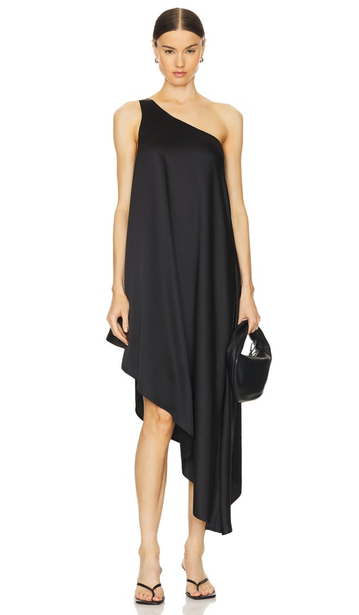Norma Kamali One Shoulder Diagonal Tunic in Black