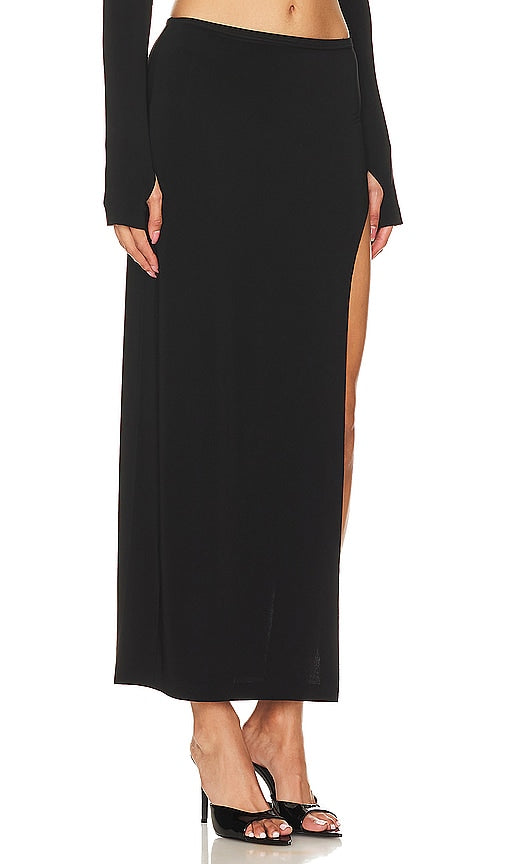 Norma Kamali Marissa Wide Slit Skirt in Black