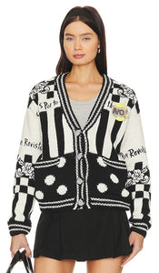 No! Jeans Pop Revolution Cardigan in Black,White