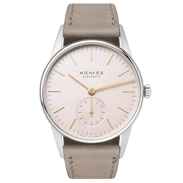 NOMOS Orion Rose Pink Dial Beige Leather Strap Watch 32.8mm - 325