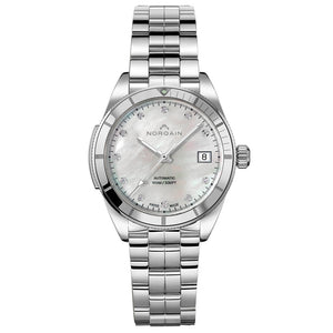 NORQAIN Adventure Sport Mother-of-Pearl Diamond Dial Stainless Steel Automatic Watch 37mm - N1800SP81A/M18D/182S