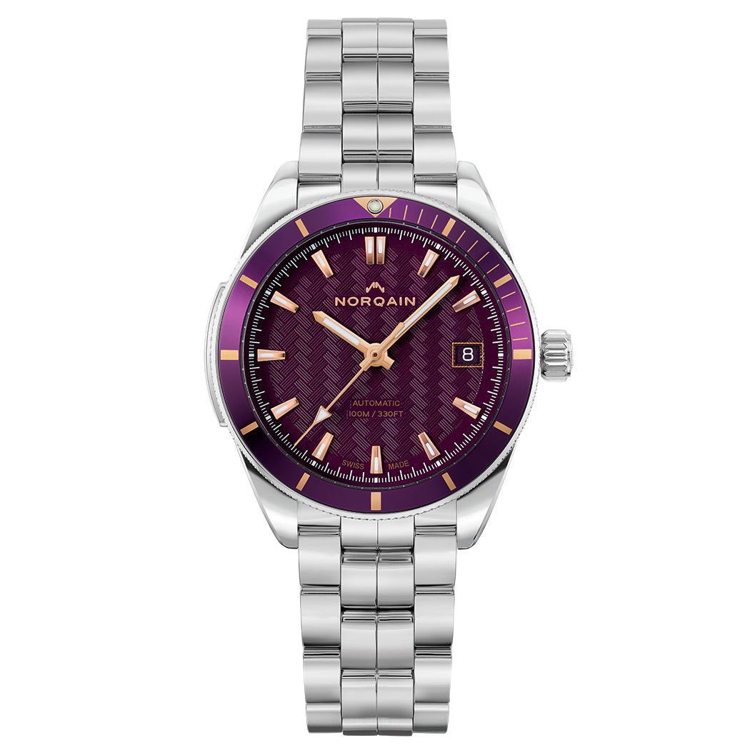 NORQAIN Adventure Sport Purple Dial Stainless Steel Automatic Watch 37mm - N1800A86GA/P183/182S