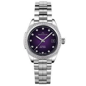 NORQAIN Adventure Sport Purple Gradient Dial Diamond Stainless Steel Watch 37mm - N1800DLA/P181/182S